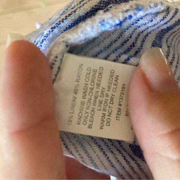 Briggs Linen Blend Striped Tassel Cord Drawstring Waist Shorts - Picture 5 of 8